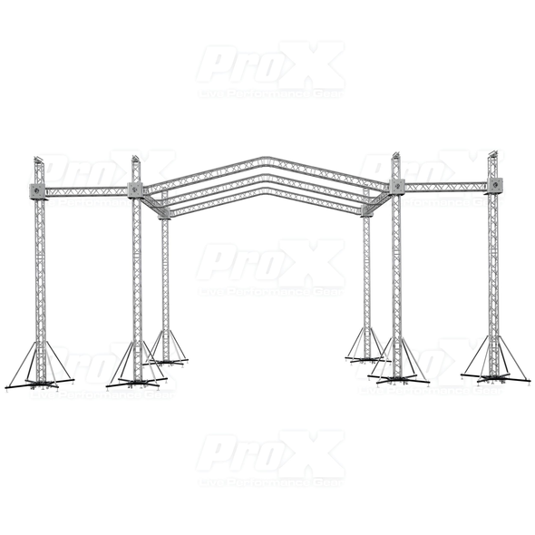 ProX XTP-GS302023-PR3-12D 12D Stage Roofing System 20'W x 30'L x 23'H & Speaker Wings - Incl 6 Chain Hoist