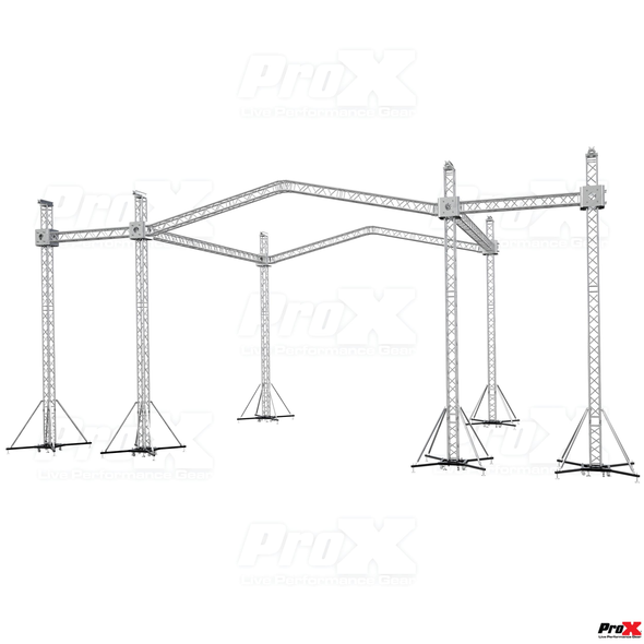 ProX XTP-GS303023-PR2-12D 12D Stage Roofing System 30'W x 30'L x 23'H & Speaker Wings - Incl 6 Chain Hoist