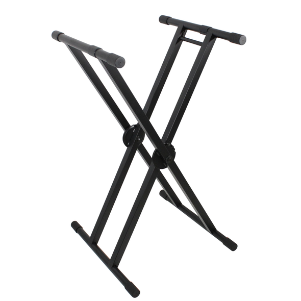 ProX X-KSD200 Double X-STYLE KEYBOARD STAND w/ Dual Disk and Ergo Easy Lock All Welded Holds 350 lbs