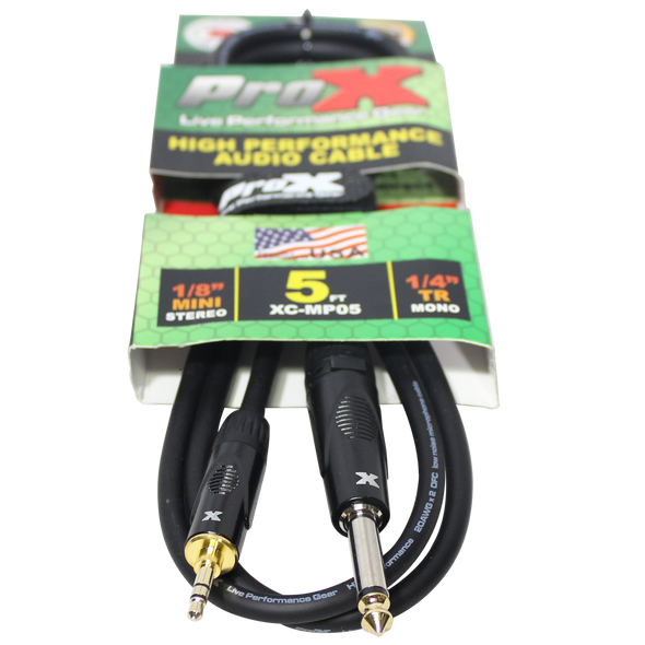 ProX XC-MP05 5FT 3.5mm TRS to 1/4" TS CABLE