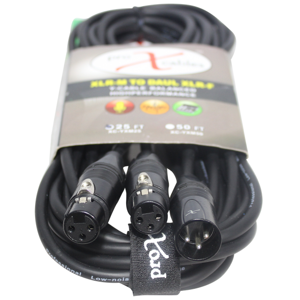 ProX XC-YXM25 Y CABLE XLR-M to DUAL XLR-F 25FT