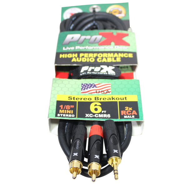 ProX XC-CMR6 6FT 3.5mm TRS to DUAL RCA-M CABLE