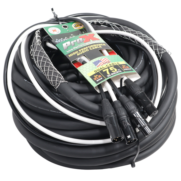 ProX XC-DXLR75 75FT Dual XLR-3M to XLR-3F