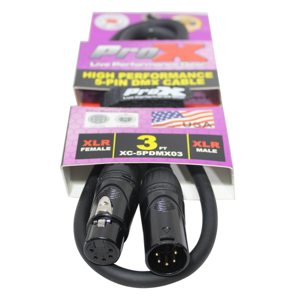 ProX XC-5PDMX03 3ft 5PIN DMX CABLE (High Performance)