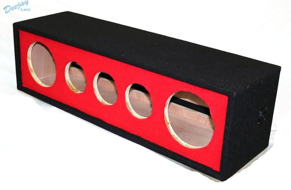 DEEJAY LED D10H2T3REDSIDE For 10-in Two Horn Three Tweeter Side Red Speaker Enclosure