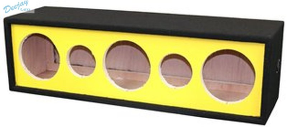 DEEJAY LED D10H3TW2VYYESIDE For 10-in Three Horn Two Tweeters Side Speaker Enclosure Yellow Vinyl cloth colored