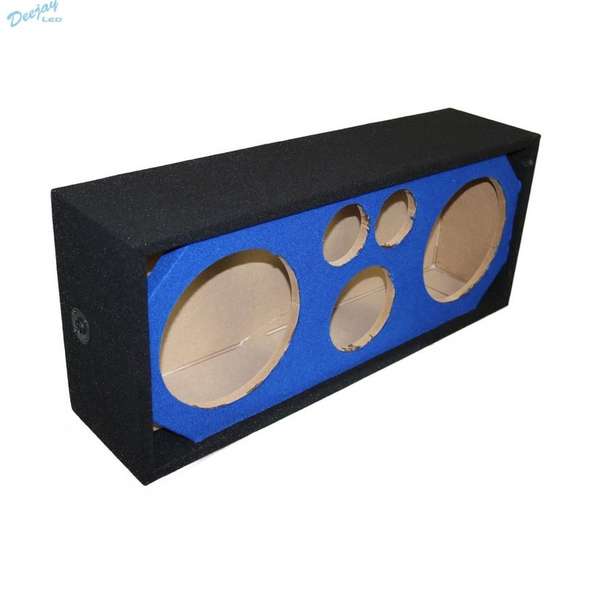 DEEJAY LED D10T2H1BRBLUE Two 10-in Woofers plus Two Tweeters and One Horn Brazilian BLUE Empty Chuchera Speaker Enclosure w/Dual Port