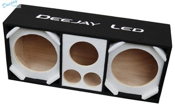 DEEJAY LED D10T2H1WHITE Two 10-in Woofers plus Two Tweeters and One Horn WHITE Empty Chuchera Speaker Enclosure w/Quad Port