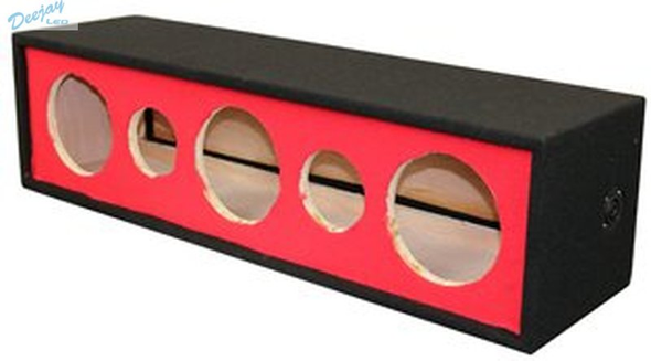 DEEJAY LED D12H3TW2REDSIDE For 12-in Three Horn Two Tweeters Side Speaker Enclosure Red fabric