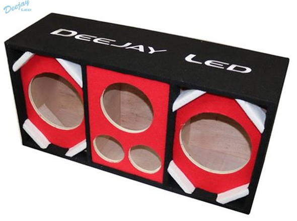 DEEJAY LED D8T2H1RED Two 8-in Woofers plus Two Tweeters and One Horn RED Empty Chuchera Speaker Enclosure