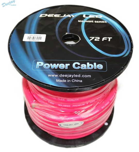 DEEJAY LED TBH072PINKMIX 0 GAUGE 72 FT 70% Aluminum/30% Copper Power Cable Used for Vehicular Audio Amplifiers PINK