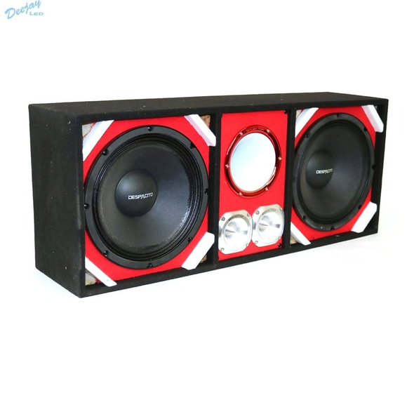 DEEJAY LED TBH12RED Loaded Box w/Two Despacito Heavy Duty 12-in Woofers One Horn and w/Two Bullet Tweeters RED