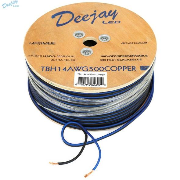 DEEJAY LED TBH14AWG500COPPE DJL 14GA 500FT SPEAKER WIRE COPPER BL BK