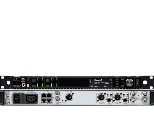 Shure AD4DNP=-A Dual-channel receiver. Includes locking power and jumper cables rackmount kit and user guide
