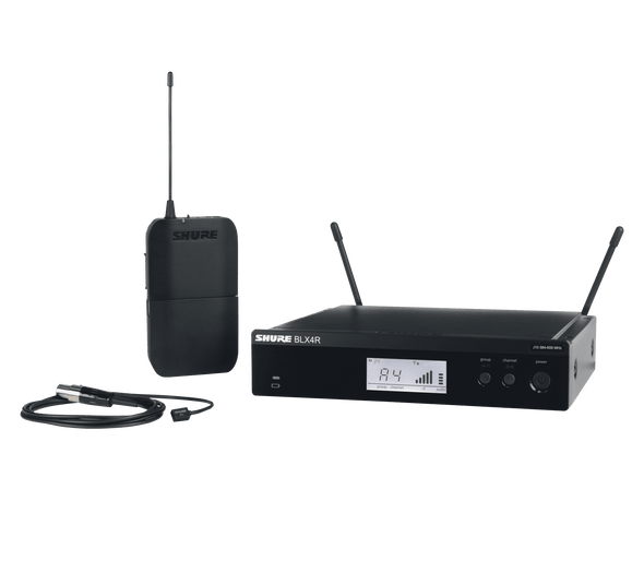 Shure BLX14R/W93-H10 Instrument System with (1) BLX4R Wireless Receiver (1) BLX1 Bodypack Transmitter and (1) WL93 Lavalier Microphone