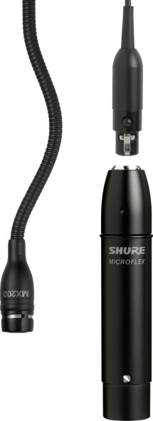 Shure MX202B/C Cardioid Black Mini-Condenser for Overhead Miking 30 Cable In-Line Preamp with XLR Microphone Stand Adapter