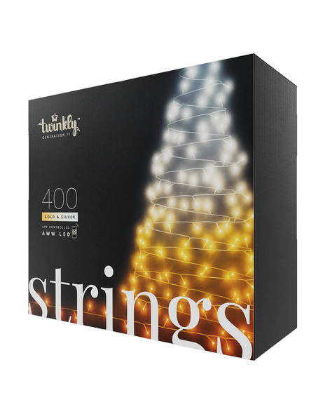  Twinkly Strings 400 AWW (Amber, Warm White, Cool White) LEDs 105 feet Gold & Silver edition