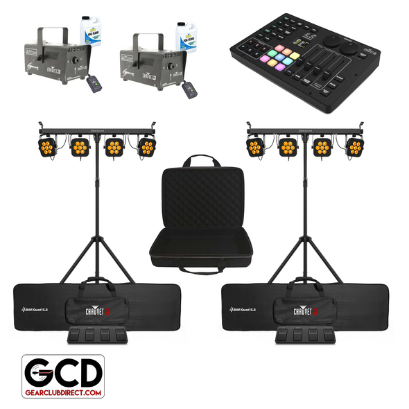 Chauvet DJ 4Bar Quad ILS Complete Wash Lighting Solutions Pair with ILS Command Lighting Controller & Fog Machines Package 