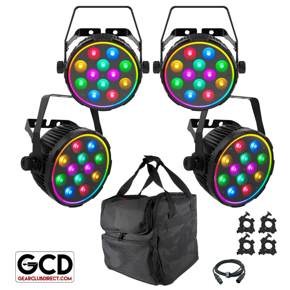 Chauvet DJ SlimPAR Pro Pix Hex-Color (RGBAW + UV) Wash Lights with Carry Case Package