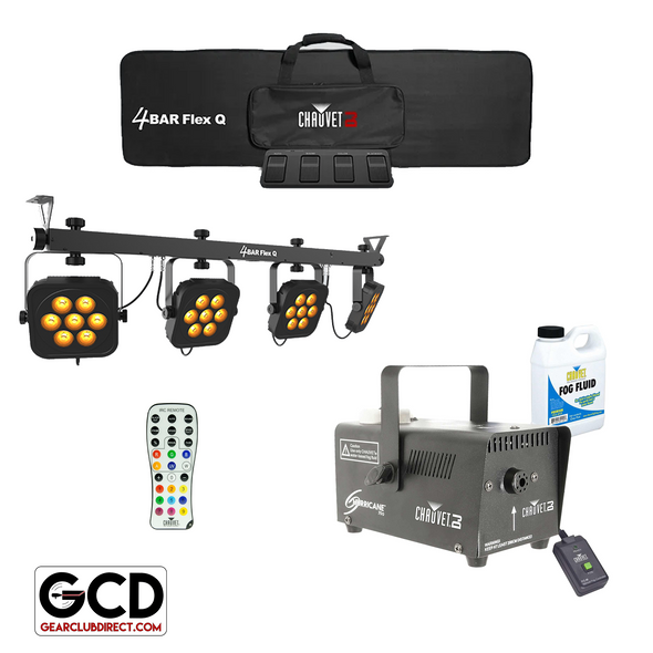 Chauvet DJ 4Bar Flex Q LED Wash Bar Lighting System with Fog Machine & Infrared Remote Package