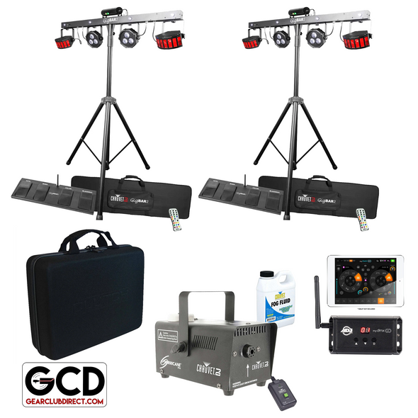 Chauvet DJ GigBAR 2 4-in-1 Complete Effect Light Systems with American DJ myDMX Go Lighting Controller & Fog Package 