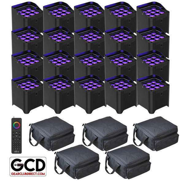 Chauvet DJ Freedom Par H9 IP TRUE Wireless, Battery-Operated Hex-Color LED Uplights Twenty Package with Handheld Remote