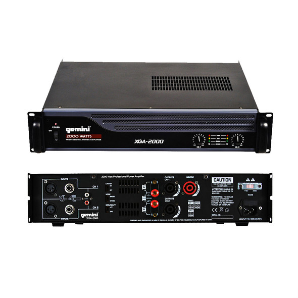 Gemini XGA-2000 Professional Power Amplifier Front and back View