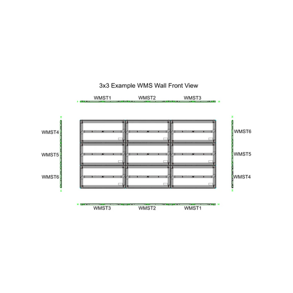 ADJ WMST3 Top right and bottom left, trim section for WMS Panel Series