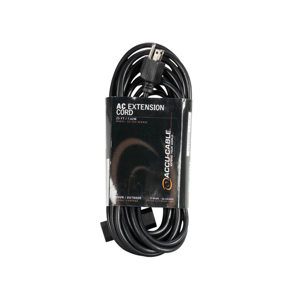 ADJ EC-163-3FER25 25FT Power Extension Cord with Triple-Tap 3-prong Edison Plugs