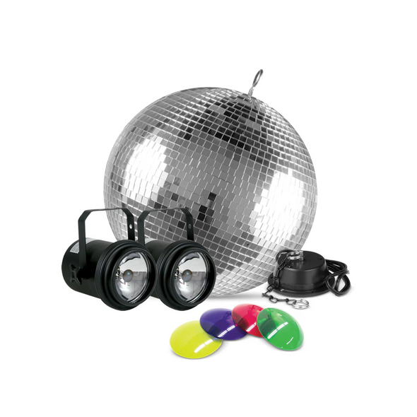Eliminator Lighting M502EL 12" Mirror Ball Package with Color Gels, Pinspots & Motor Eliminator Lighting M502EL 12" Mirror Ball Package with Color Gels, Pinspots & Motor