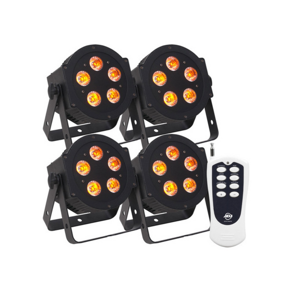 ADJ HEX Pak with 4 x 5PX HEX LED Par Fixtures and ADJ RFC Wireless Remote (Black)