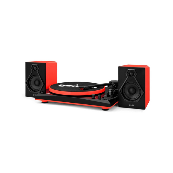 Gemini TT-900BR Vinyl Record Player Turntable with Bluetooth and Dual Stereo Speakers, Black/Red