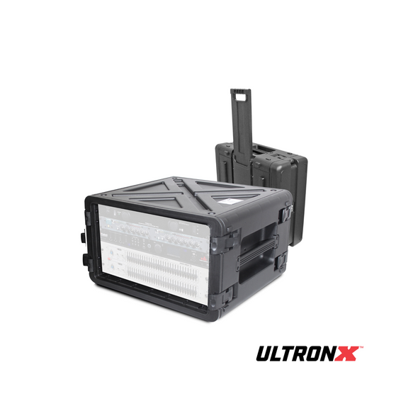 ProX XM-6UHW VaultX 6U Rack Air Tight Water Sealed ABS Case with Retractable Pull Out Handle and Wheels