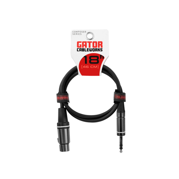 Gator Cases 18 Inch XLR F to TRS Cable