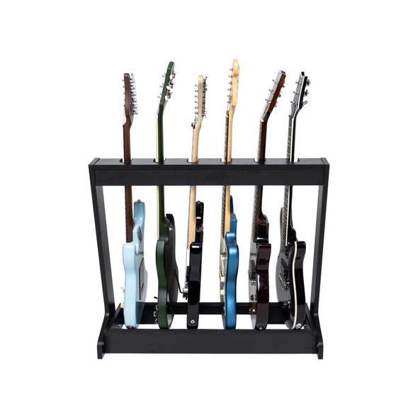 Gator Cases GFW-GTR-WD6RK-BLK Wooden Guitar Rack for Up to 6 Guitars – BLK