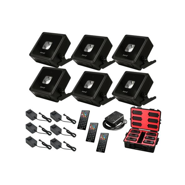 JMAZ Mad Par Bulls IP 6-Pack ith Case/Remotes/Diffuser Filters/Chargers