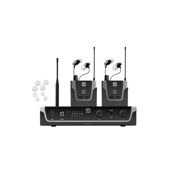 LD Systems Wireless In-Ear Monitoring System, Twin Pack with Earphones, 470 - 490 MHz
