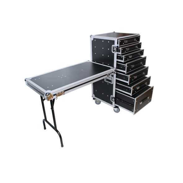ProX XS-7DTW 7-Drawer ATA Utility Flight Case with Side Table and Casters