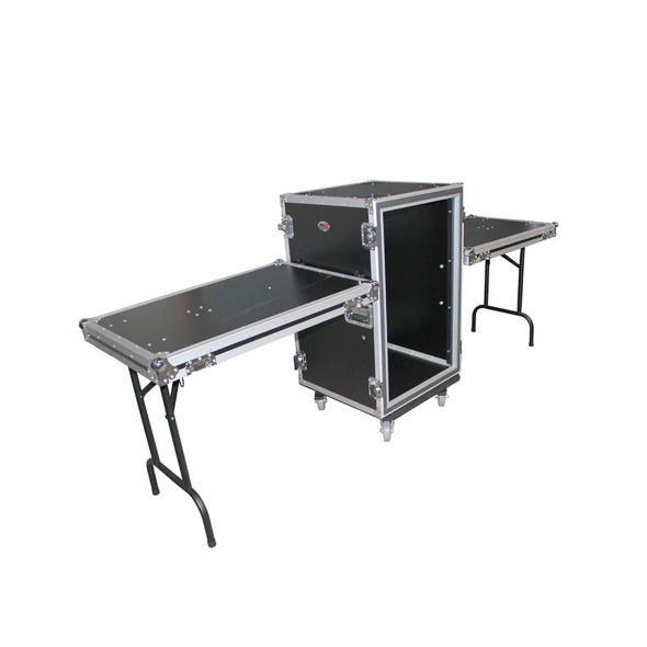 ProX 14U Shockproof Rack Case – 24" Depth w/ Dual Side Tables & Casters 
