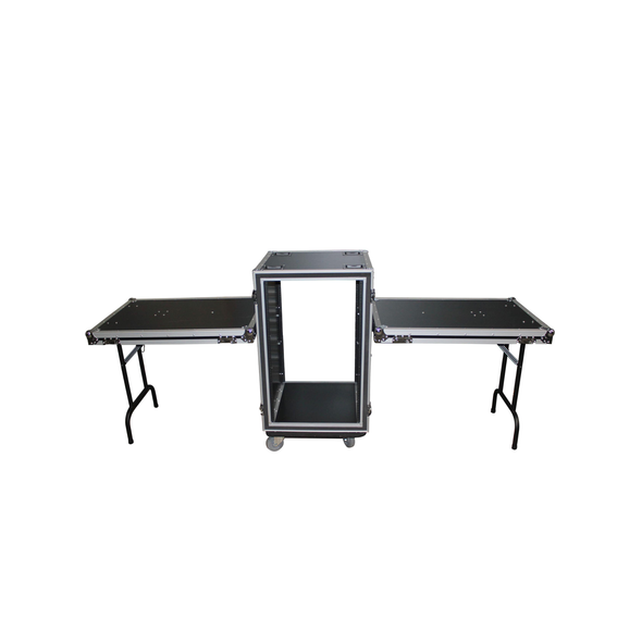 ProX 14U Shockproof Rack Case – 24" Depth w/ Dual Side Tables & Casters 