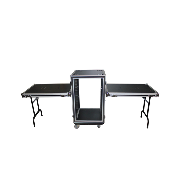 ProX T-18RSP24DST 18U Shockproof Rack Case – 24" Depth w/ Side Tables & Casters