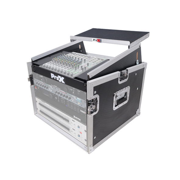 ProX T-8MRLT 8U Rack Case with 10U Mixer Top & Laptop Shelf