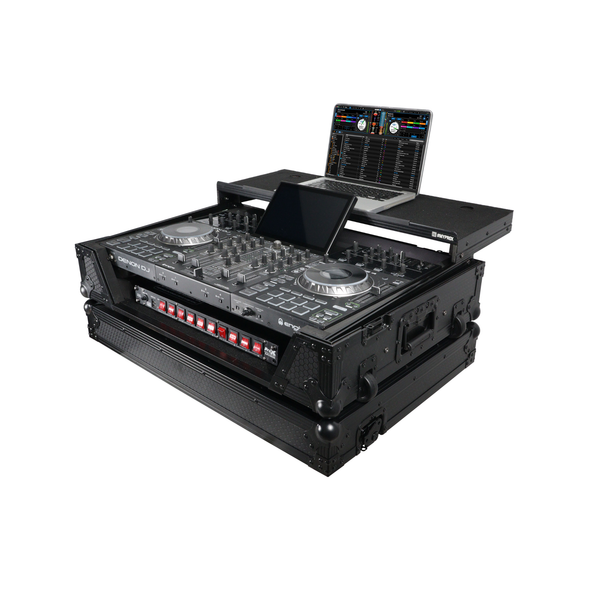 ProX ATA Flight Case for Denon PRIME 4 MK2 with Laptop Shelf & Wheels