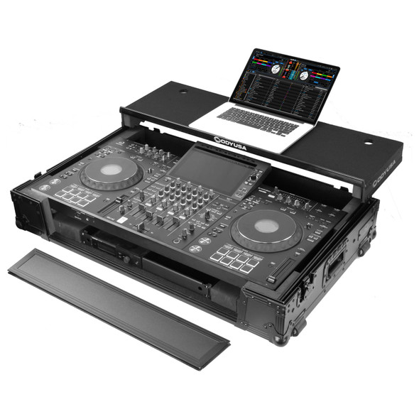 Odyssey AlphaTheta XDJ-AZ Black Label Flight Case with Dual 1U Rack, Wheels & Glide Laptop Platform