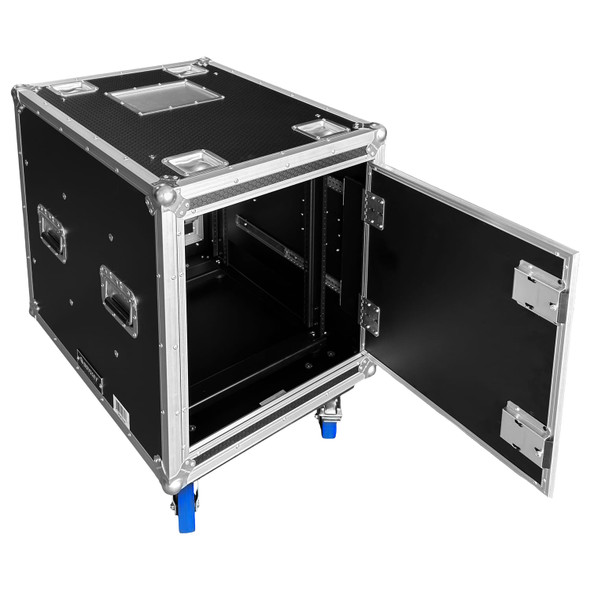  Odyssey Professional Black Industrial Board 12U Slam Rack with Casters