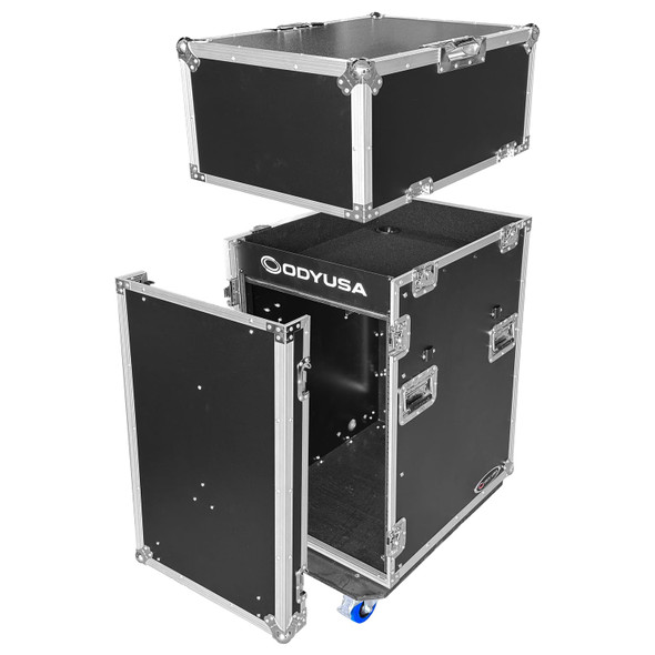 Odyssey 16U Vertical Pro Combo Rack with Side Table and Casters