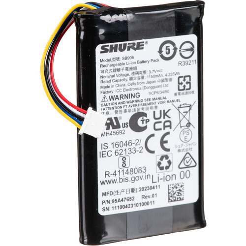 Shure SB906 Battery for MXW1X Bodypack and MXW6X Boundary