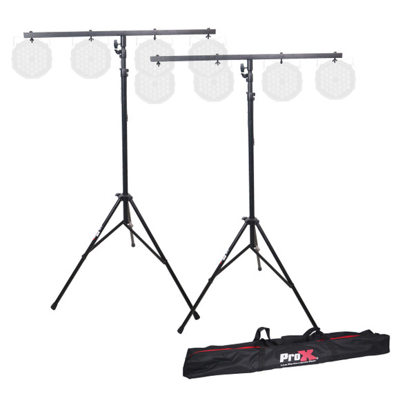 ProX Set of (2) 9 Ft. Lighting Stand Package with T-Bars and Carrying Bag