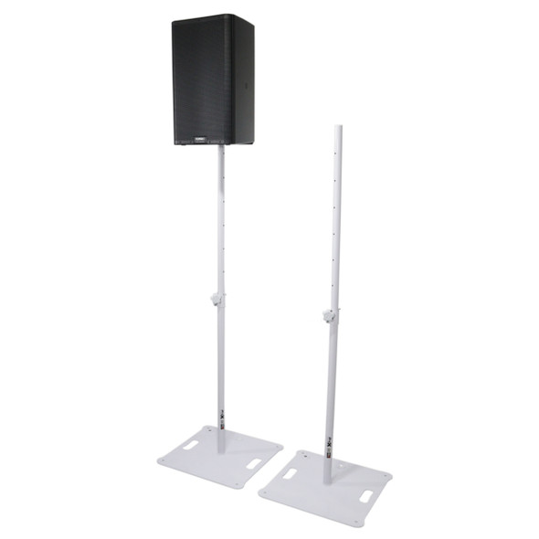 ProX POLARIS Portable Speaker and Lighting Pair Stand Kit with Base Plate, Telescoping Pole, and Carry Bags - White Finish