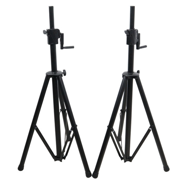 ProX 6 Ft. Twin Pack Professional Telescoping Crank Speaker Stand Set with Carrying Bag Black Finish